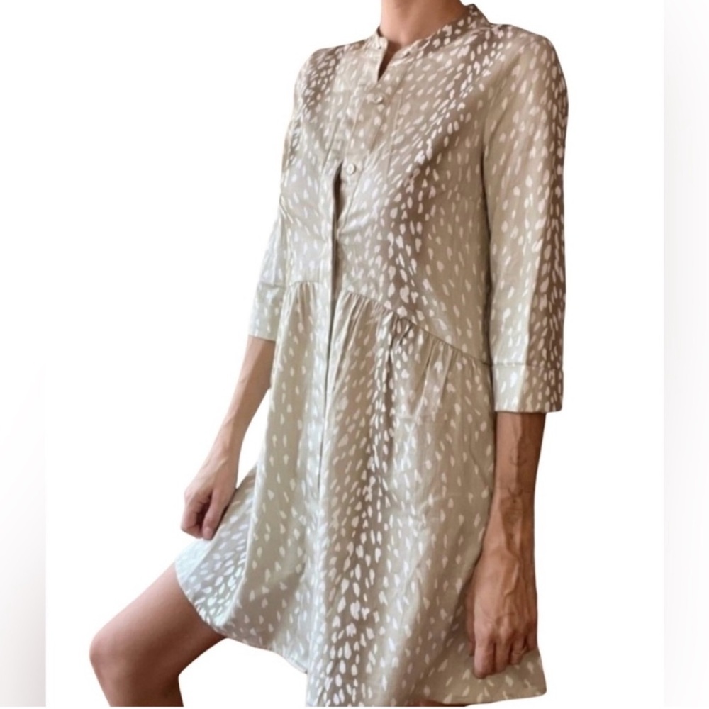 Tuckernuck Sage Green and White Printed Button-Front Dress